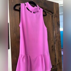 Sleeveless Pink Ruffle Drop Waist Party Dress